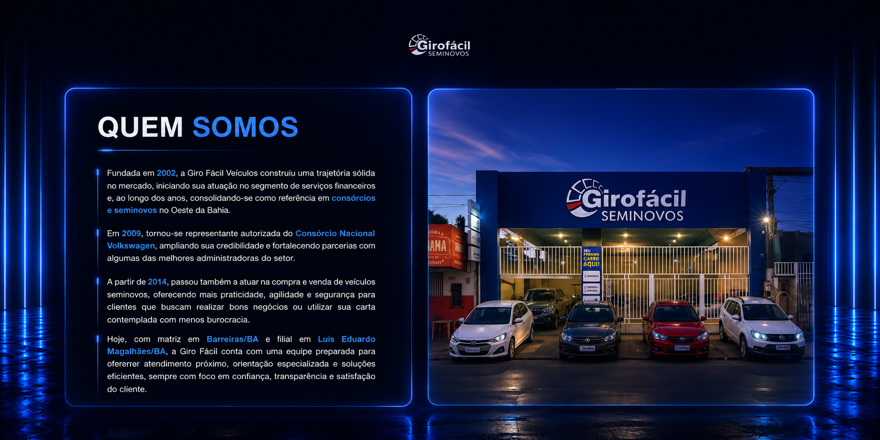 Quem somos e história da Giro Fácil Veículos