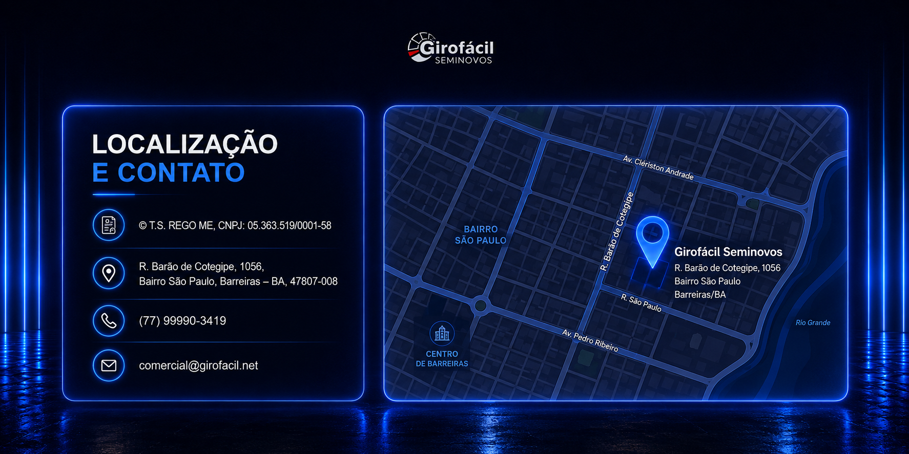 Localização e contato da Giro Fácil Veículos
